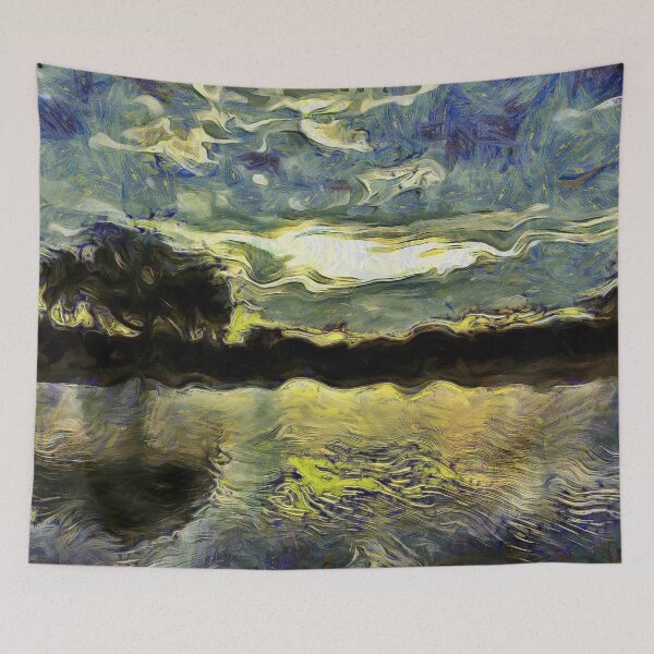 Item preview, Dusk on African Savanna Lake with Tree South Africa KPA designed and sold by karynpeters.
