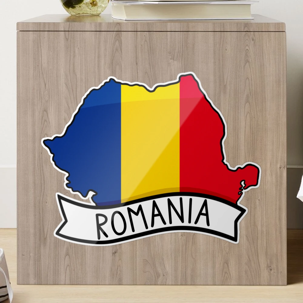 Romania Flag Map Sticker