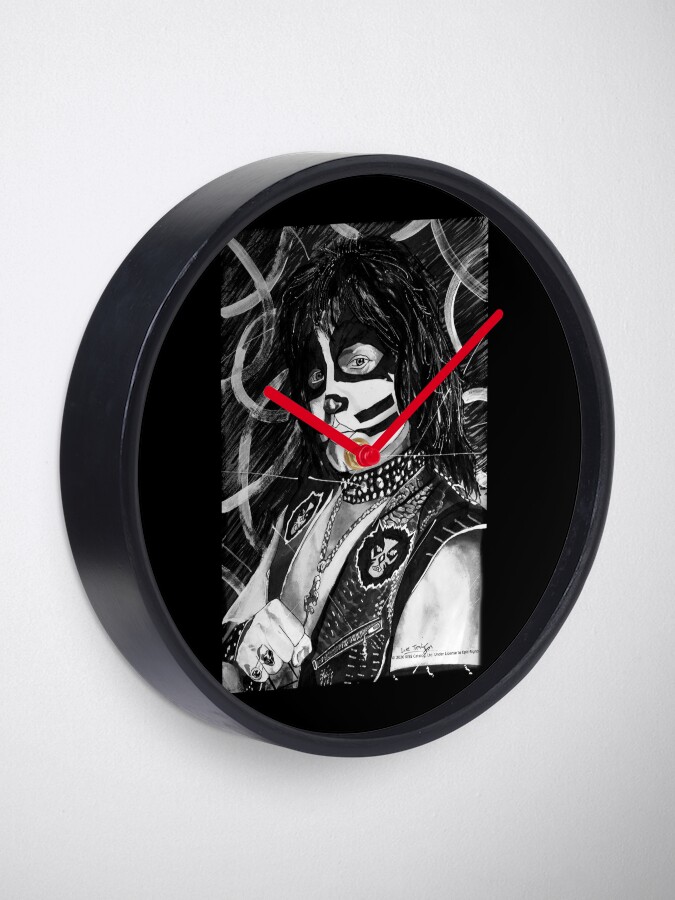 Alternate view of Catman - Ink Original (Black and White) Clock