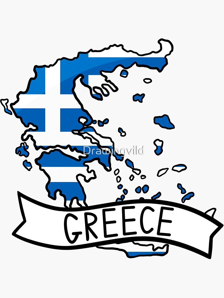 Sticker for Sale mit Griechenland Flagge Karte Aufkleber von Drawingvild