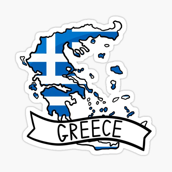 Greece Flag Map Sticker Sticker For Sale By Drawingvild Redbubble   St,small,507x507 Pad,600x600,f8f8f8.u1 