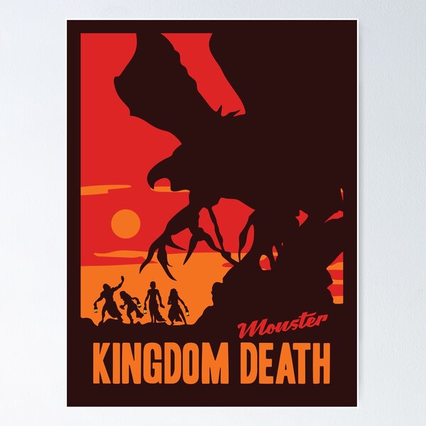 Artikel-Vorschau von Kingdom Death Monster Brettspiel - Minimalistischer Reiseplakatstil - Spielkunst, designt und verkauft von MeepleDesign.