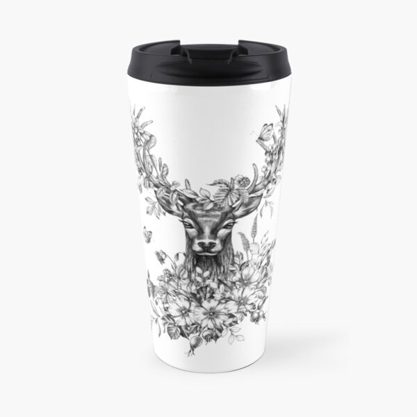 deer in flowers Travel Mug