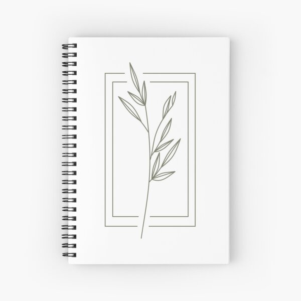 Bloom green branch within a double rectangular form Spiral Notebook
