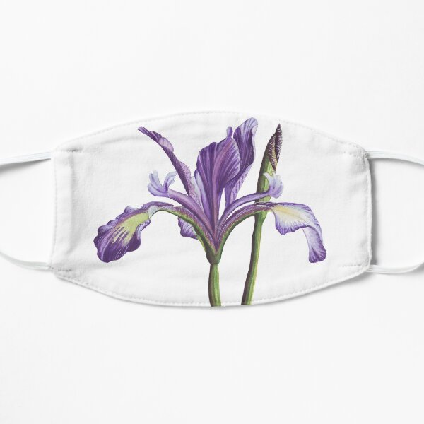 Purple Iris flower in watercolor Small Mask