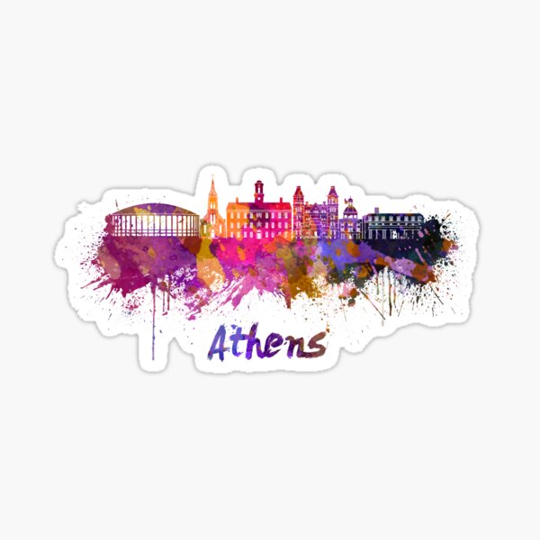 Athens OH skyline in watercolor Sticker