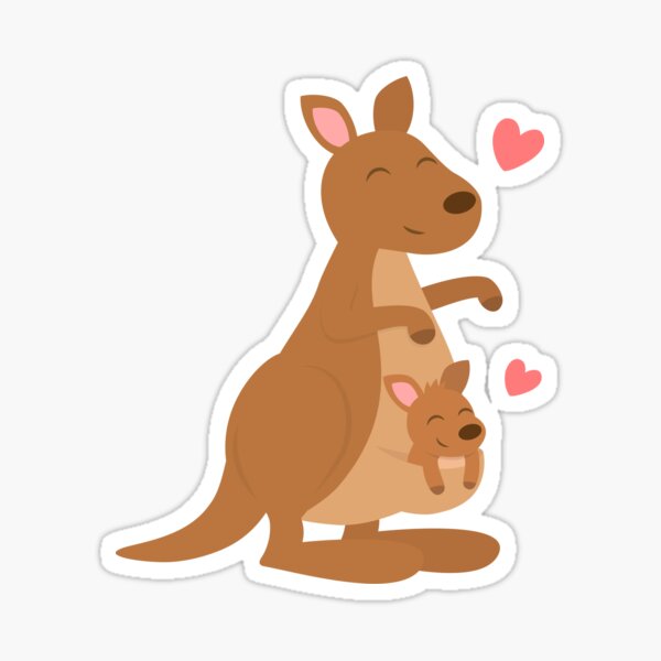 Cute Kangaroo And Joey Sticker