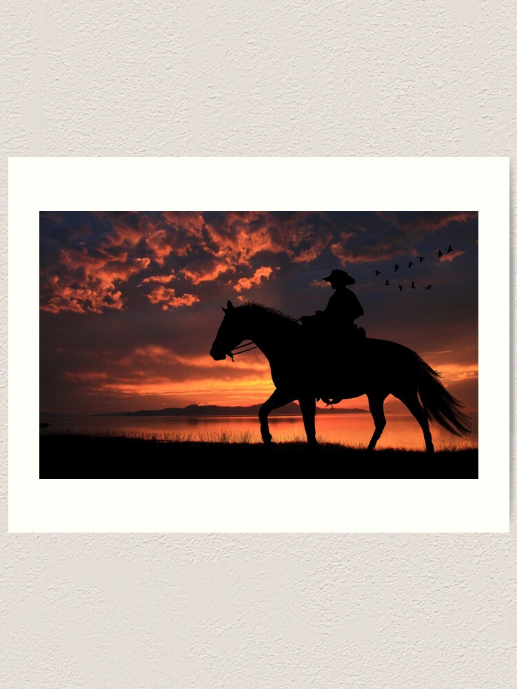 Coucher de soleil sur les cowboys du Far West