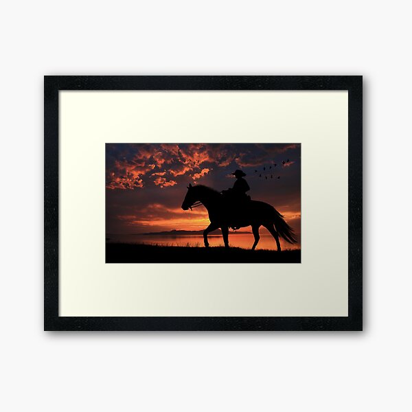 Cowboy Sunset Framed Art Print