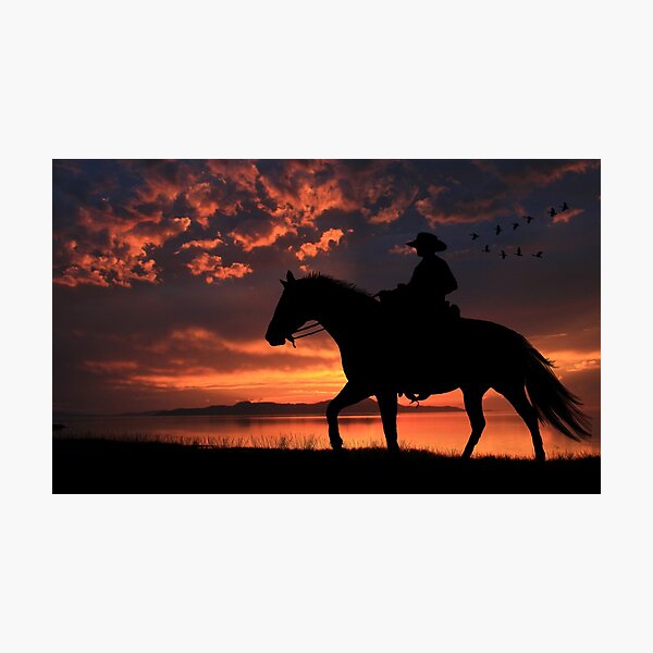 Cowboy Sunset Photographic Print