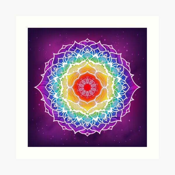 Diseño de Mandala de 7 Chakras - Color WO Lámina artística