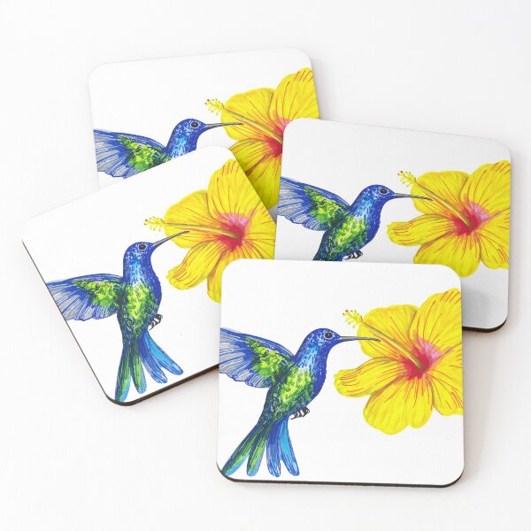 Item preview, Colibri azul con flor de hibisco amarillo. designed and sold by Colibri77.