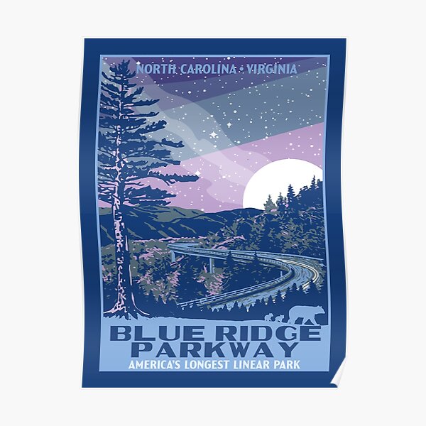 Blue Ridge Parkway Original WPA Poster Style National Park Design Poster