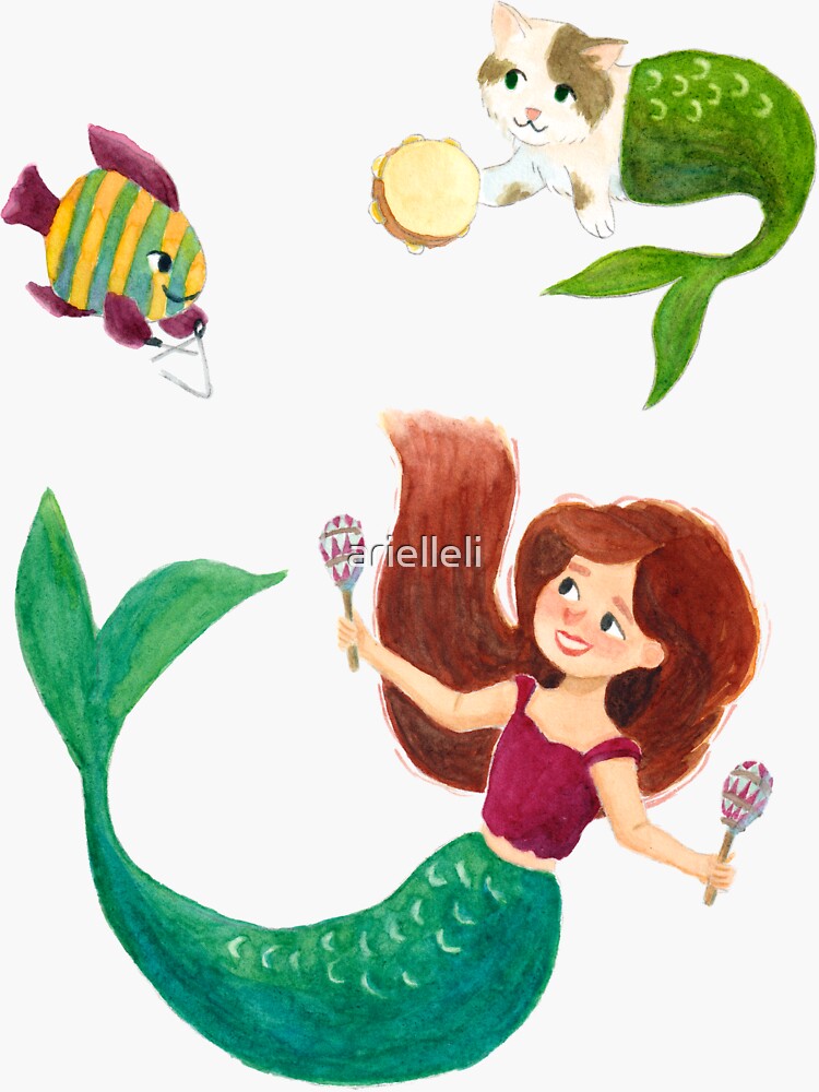 Party Under The Sea - A Mermaid, a Mercat and a Fish playing musical instruments by arielleli