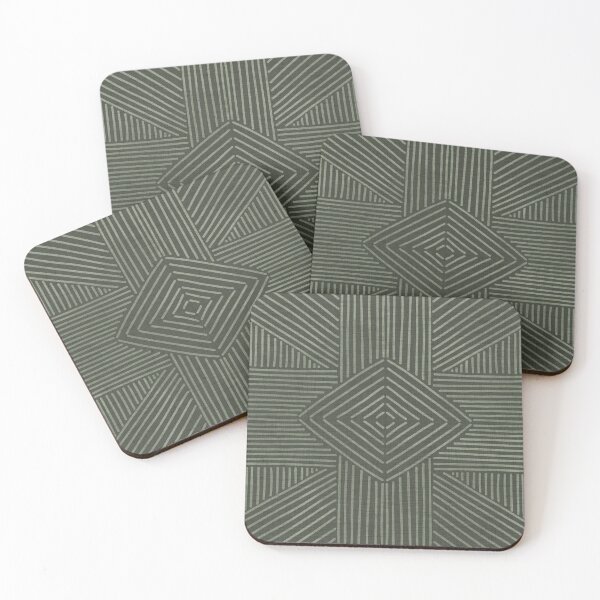 Item preview, Olive green line work on textured cloth - abstract geometric pattern designed and sold by misentangled.