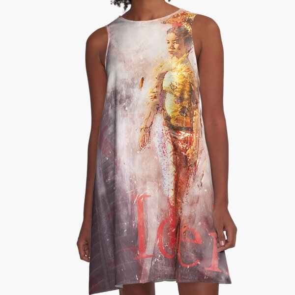 Balinesische Frau im Vintage-Grunge-Stil A-Linien Kleid