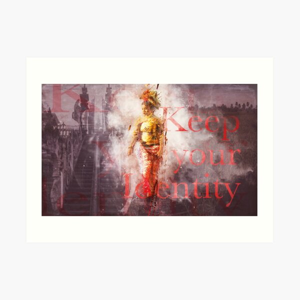 Balinese Woman Vintage Art Grunge Style Art Print