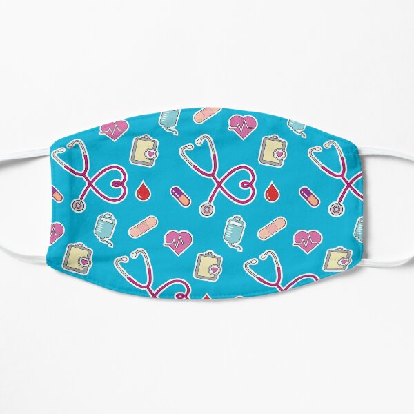 Nursing Life – Small Print (blue) Flat Mask