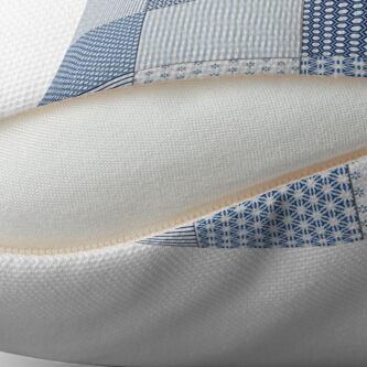 Alternate view of Blue and White Faux Patchwork Pattern Floor Pillow
