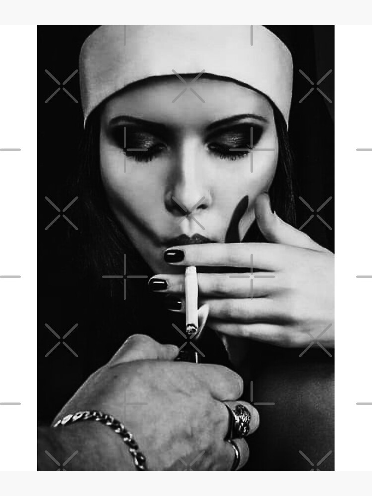 Black And White Nun Smoking Cigarette by shop4fun