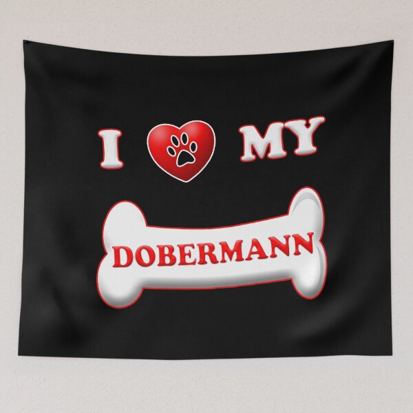 Item preview, Cute I LOVE MY DOBERMANN design with paw, bone and heart designed and sold by patriotazx.