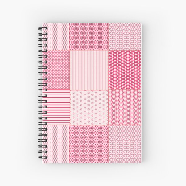 Red and White Faux Patchwork Pattern Spiral Notebook