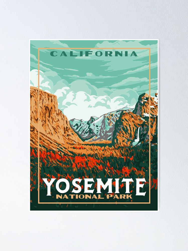 Original Yosemite National Park Poster WPA-style Art PrintFree Shipping