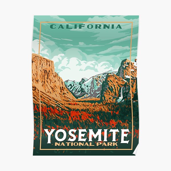 Conception rétro de style affiche WPA originale du parc national de Yosemite Poster