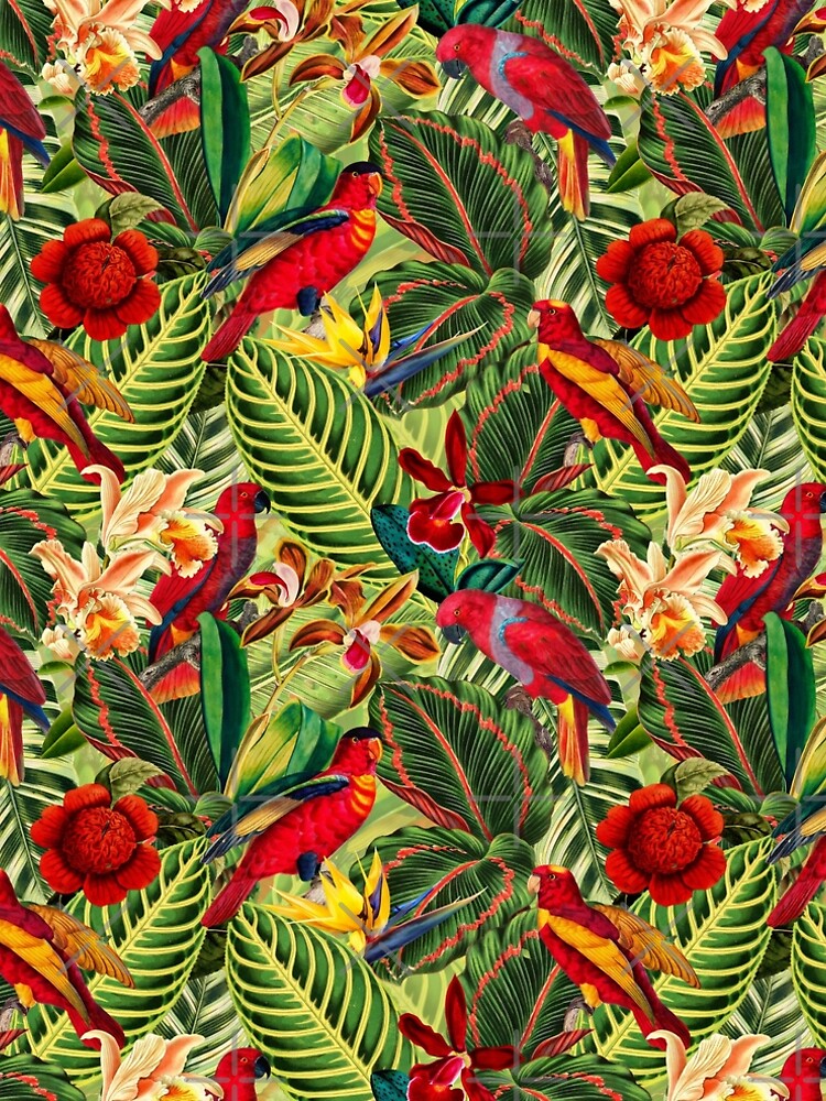 Vintage Tropical Bird Jungle Garden by UtArt