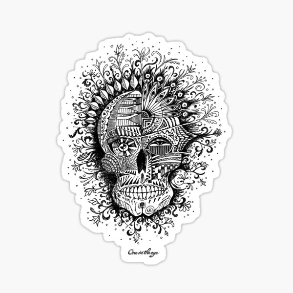 Psycho-delic Floral Skull Sticker