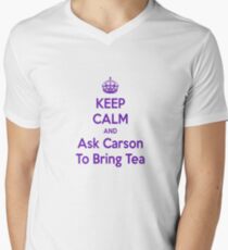 Keep Calm and Ask Carson To Bring Tea Small Men's V-Neck T-Shirt