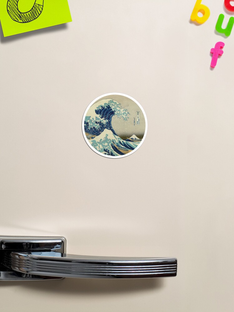 Thumbnail 1 of 3, Magnet, Great Wave off Kanagawa circle designed and sold by monsterplanet.