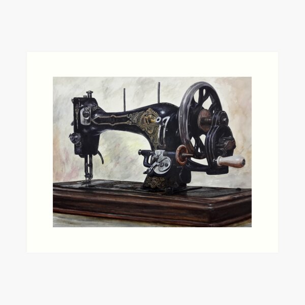 ilustración vintage de máquina de coser antigua  Máquinas de coser  antiguas, Láminas para decoupage, Maquina de coser