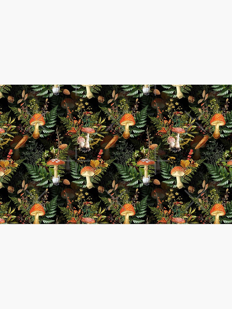 vintage toadstools in the forest on black by UtArt