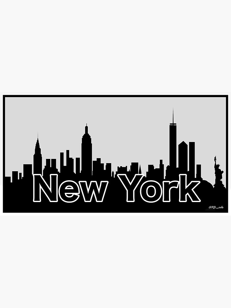 "New York Skyline painting black and white" Sticker for Sale by Rb