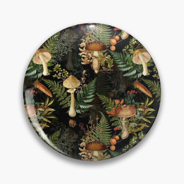 Item preview, Vintage toxic midnight mushrooms forest Botanical Night Garden pattern on black Nightgarden designed and sold by UtArt.