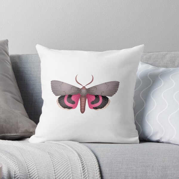 Pink Underwing Moth Throw Pillow