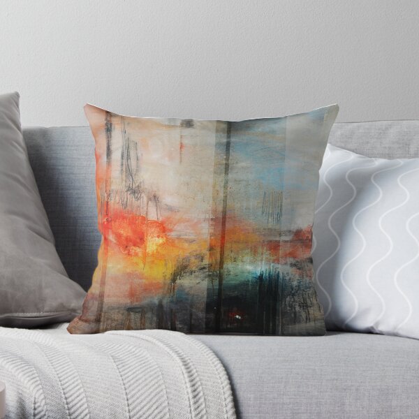 Large Abstract Art, Blue Orange Abstract Print Throw Pillow
