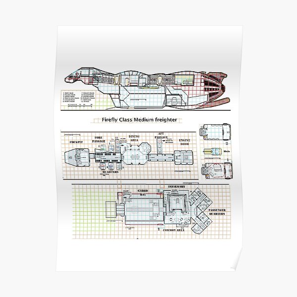 Serenity Firefly floorplan schematics Poster