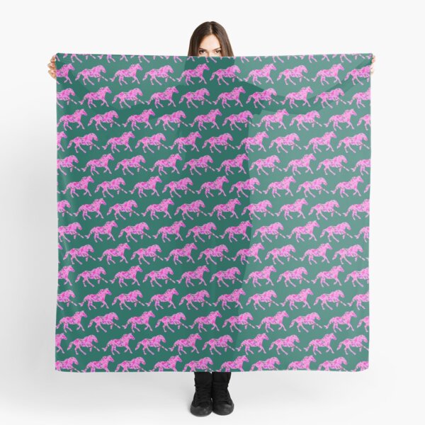 Mustang horses pink camo and green Scarf