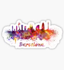 Barcelona skyline in watercolor Sticker