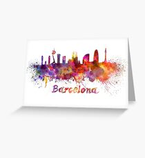 Barcelona skyline in watercolor Greeting Card