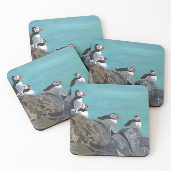 Item preview, A group of Puffins on Rocks designed and sold by Jan Palmer.