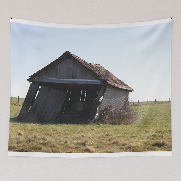 Item preview, Wood destroyed hut leaning in the meadow	 designed and sold by EstelleRossetti.