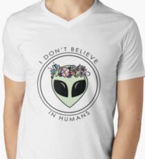 Ich glaube nicht an Menschen T-Shirt mit V-Ausschnitt für Männer