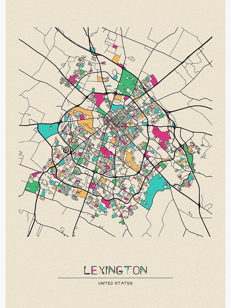 Lexington Kentucky Street Map Poster By Geekmywall Redbubble   Flat,750x,075,f Pad,750x1000,f8f8f8.u1 