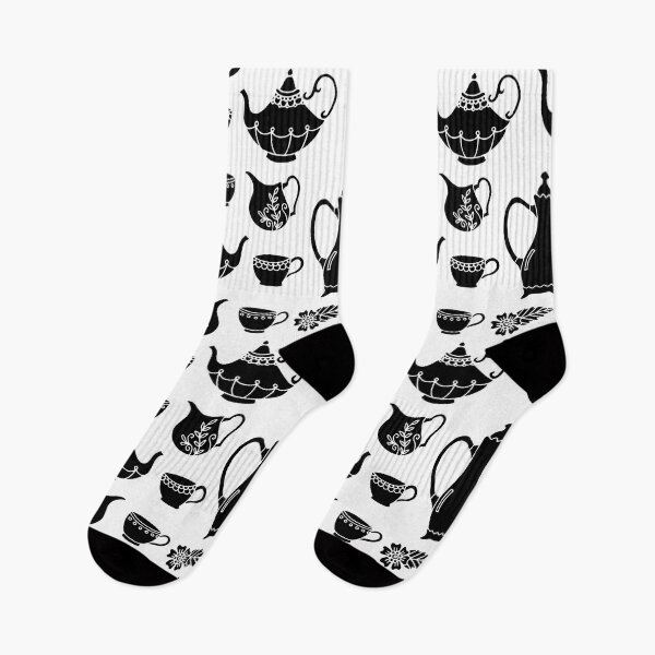 Item preview, Teapots and Tea Cups || Tea Time || Black and White || Classic designed and sold by Hilary Leslie.