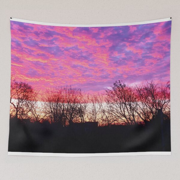 Item preview, Amazing Sunset Over Rooftops Pink Blue and Purple Clouds designed and sold by FortuneTee.