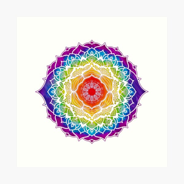 Diseño de mandala de 7 chakras - Acuarela WOWB Lámina artística
