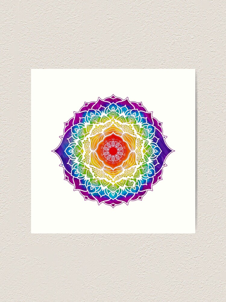 Handmade Indian Floral 7 Chakras Print Mandala Wall Hanging Poster